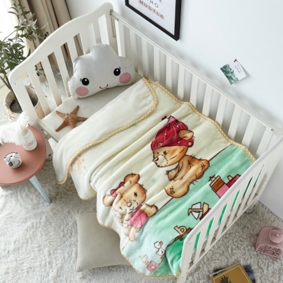 Super Soft Silky Baby Blanket 39" x 55" Two Bears New Cloud Baby Blanket - Picture 4 of 10